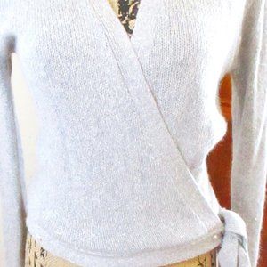 Vintage Parrinello Women's Wrap LS Sweater, Silk Angora Blend, Lt. Gray, Size S